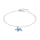 Sterling Silver Lab-created Blue Opal Starfish Anklet, Women's