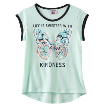 Girls 7-16 Pop Up X Kind Campaign Life Is Sweeter With Kindness Butterfly High-low Ringer Tee, Girl's, Size: Medium, Lt Green