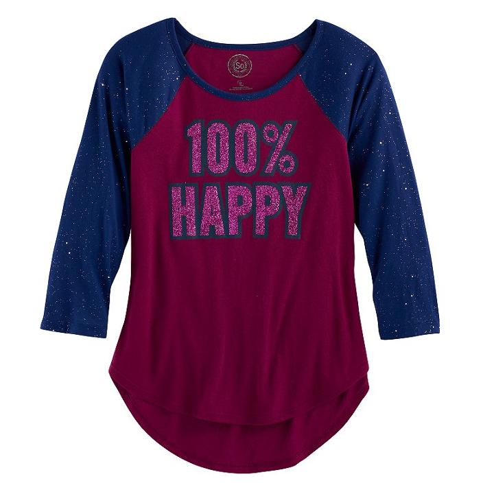 Girls 7-16 & Plus Size So&reg; High-low Shine Baseball Tee, Size: 20 1/2, Med Purple