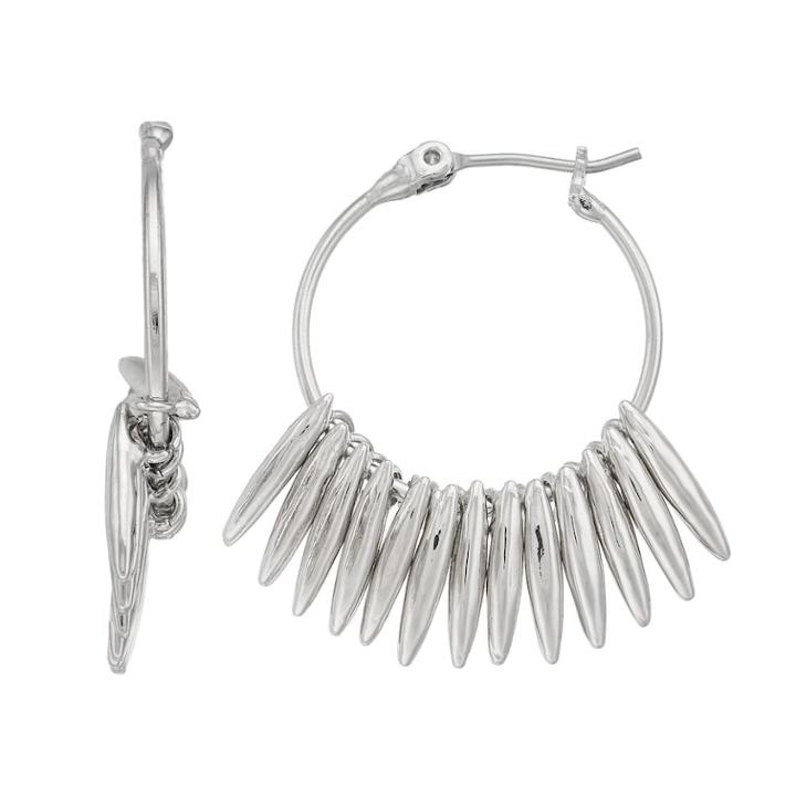 Simply Vera Vera Wang Stick Fringe Nickel Free Hoop Earrings, Women's, Silver