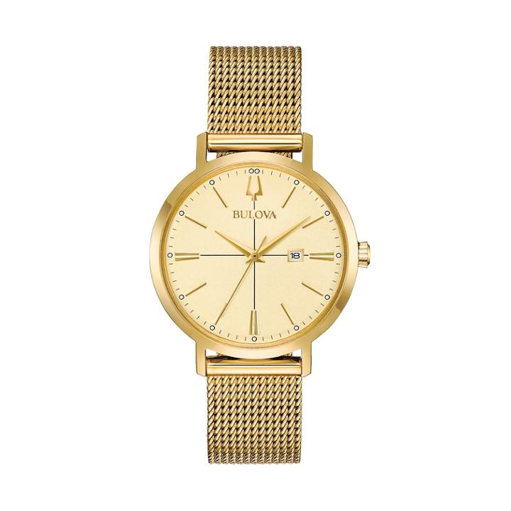 Bulova Women's Classic Aerojet Stainless Steel Mesh Watch - 97m115, Size: Medium, Yellow