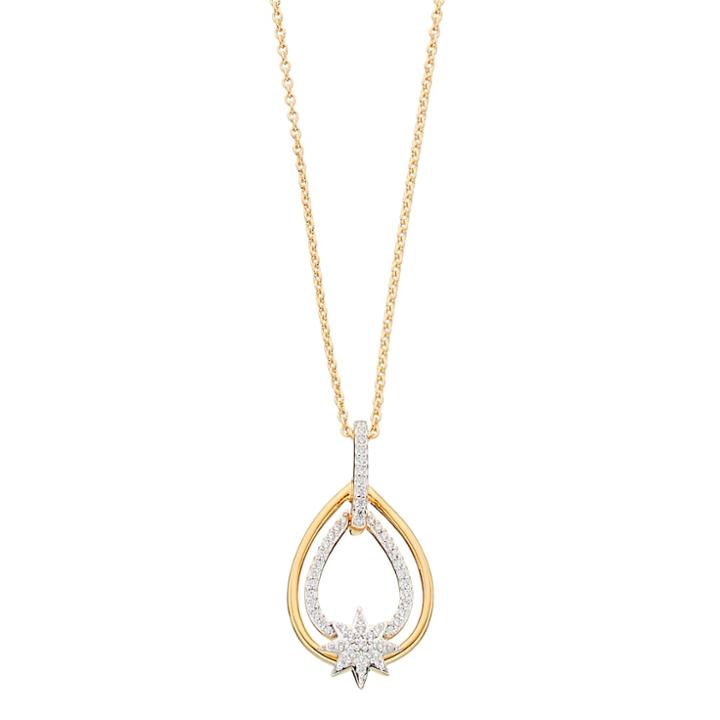 14k Gold Over Silver 1/5 Carat T.w. Diamond Star Teardrop Pendant, Women's, Size: 18, White