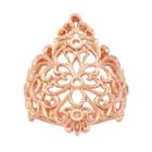 18k Rose Gold Over Silver Floral Filigree Ring, Women's, Size: 6, Pink