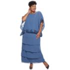 Plus Size Maya Brooke Poncho Sequin Dress, Women's, Size: 24 W, Brt Blue