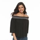Women's Apt. 9&reg; Smocked Off-the-shoulder Top, Size: Large, Oxford