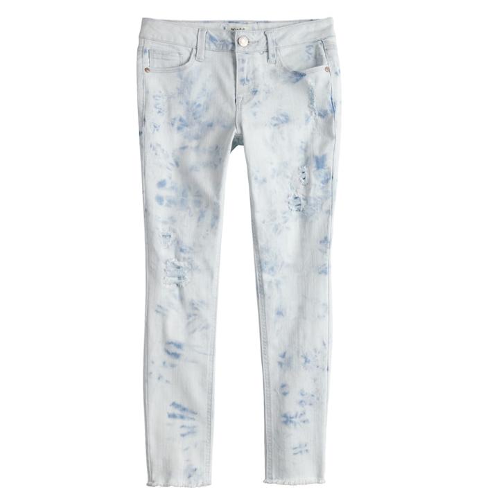 Girls 7-16 Mudd&reg; Light Wash Destructed Skinny Jeans, Size: 16, Blue