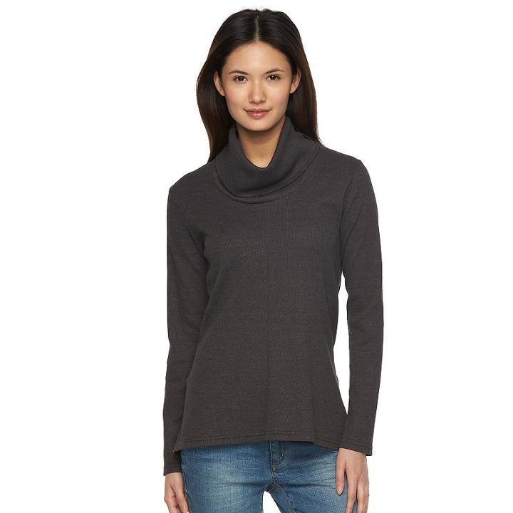 Women's Woolrich Fairmount Waffle-weave Cowlneck Top, Size: Medium, Oxford