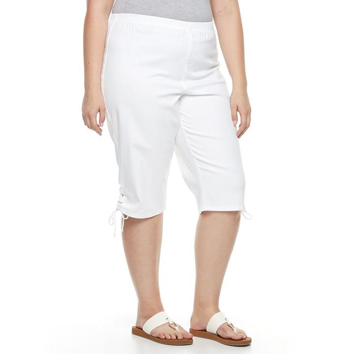 Croft & Barrow, Plus Size &reg; Lace-up Skimmer Capris, Women's, Size: Regular, White