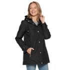 Women's Weathercast Hooded Bonded Rain Jacket, Size: Large, Black