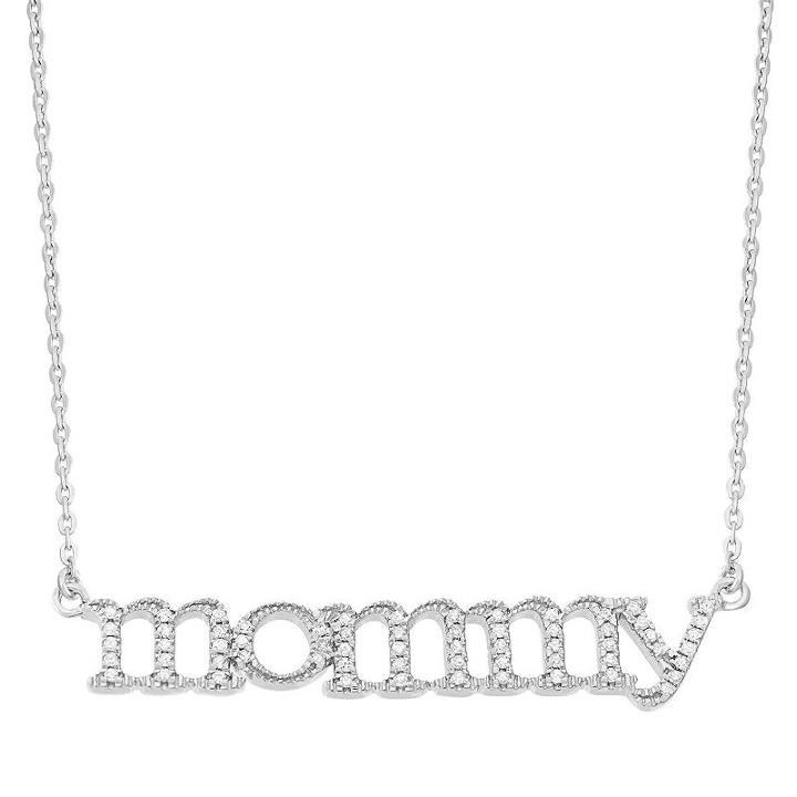1/6 Carat T.w. Diamond Sterling Silver Mommy Necklace, Women's, Size: 16, White