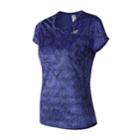 Women's New Balance Accelerate Printed Short Sleeve Tee, Size: Large, Purple