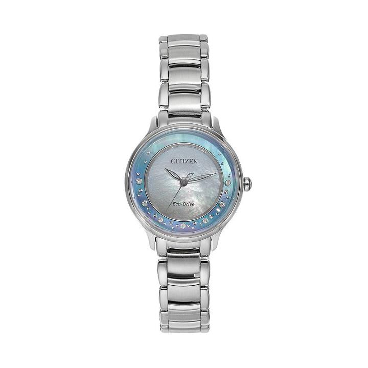 Citizen Eco-drive Women's Circle Of Time Diamond Stainless Steel Watch - Em0380-81n, Grey