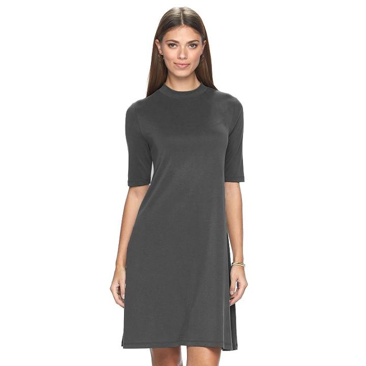 Women's Apt. 9&reg; Mockneck A-line Dress, Size: Large, Dark Grey