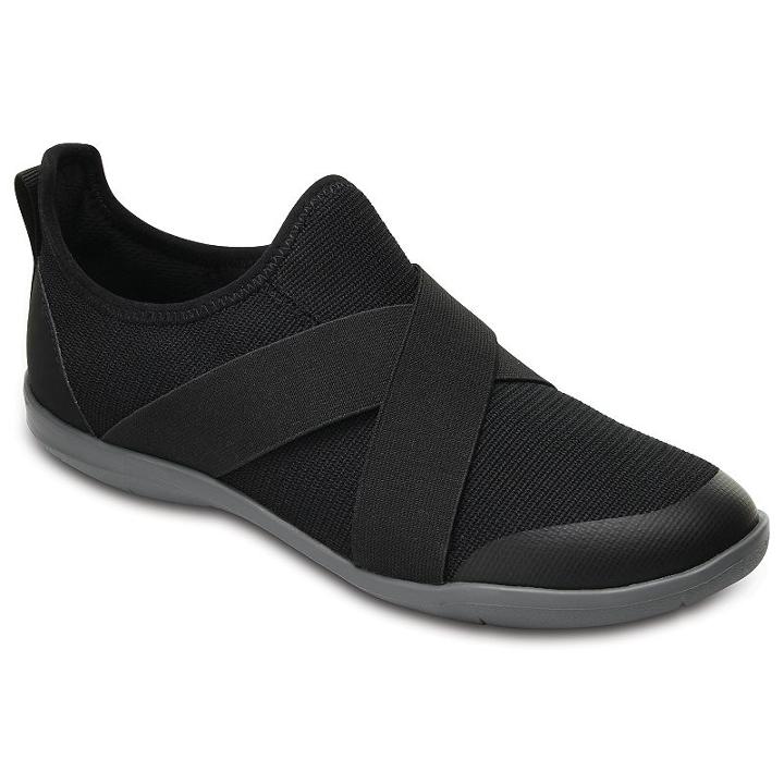 Crocs Swiftwater Cross-strap Women's Sneakers, Size: 9, Black
