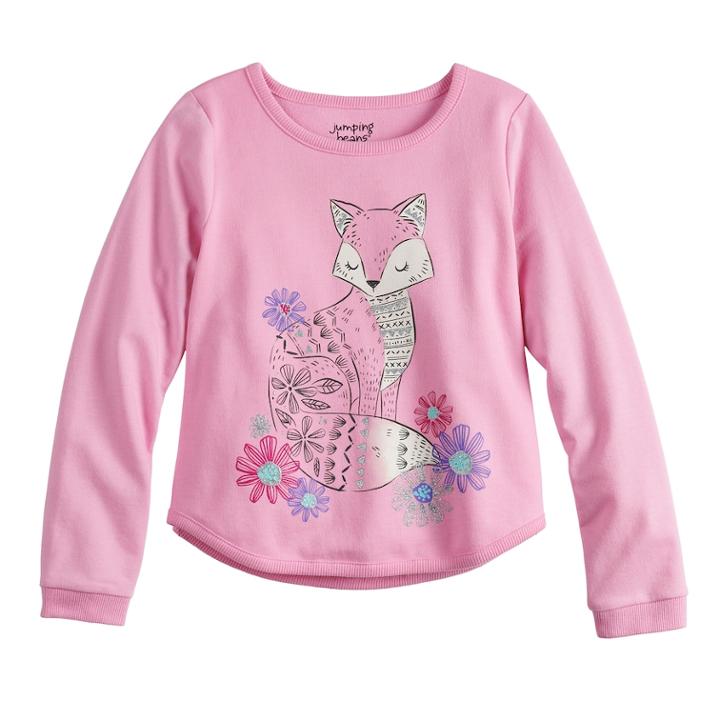 Girls 4-10 Jumping Beans&reg; Curved Hem Crewneck Graphic Sweatshirt, Size: 10, Light Pink