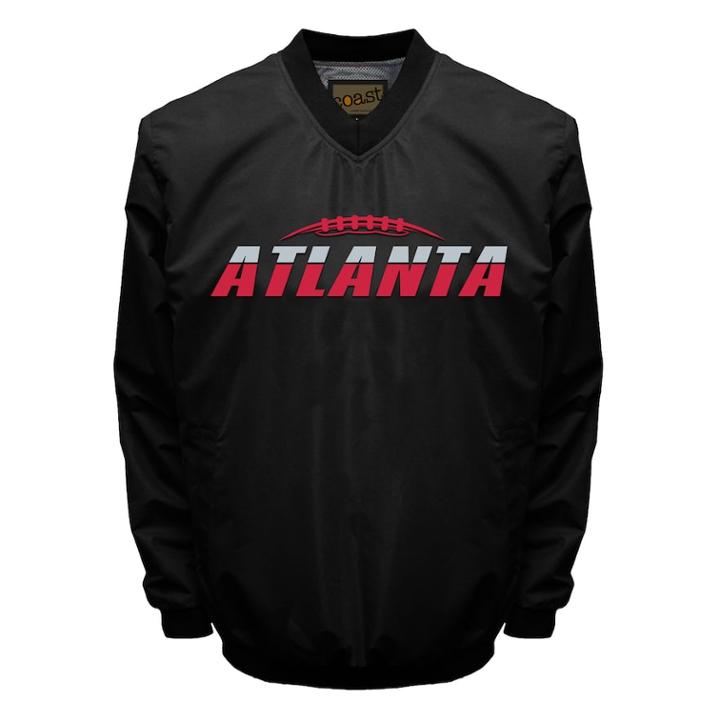 Men's Franchise Club Tone City Atlanta Football Windshell Pullover Jacket, Size: Xxl, Black
