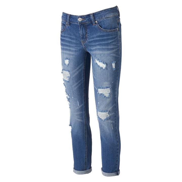 Juniors' Unionbay Margot Ripped Boyfriend Jeans, Girl's, Size: 5, Light Blue