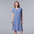 Women's Simply Vera Vera Wang Double Layer T-shirt Dress, Size: Large, Blue (navy)