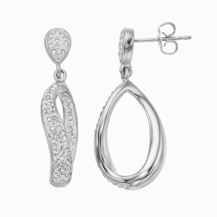 Chrystina Crystal Twisted Hoop Drop Earrings, Women's, White