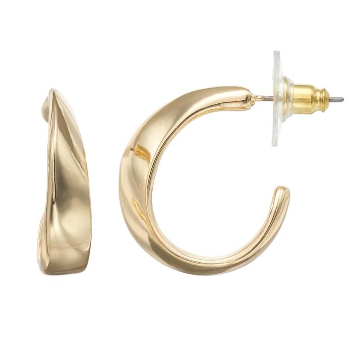 Napier Gold Tone Twist Hoop Earring, Women's