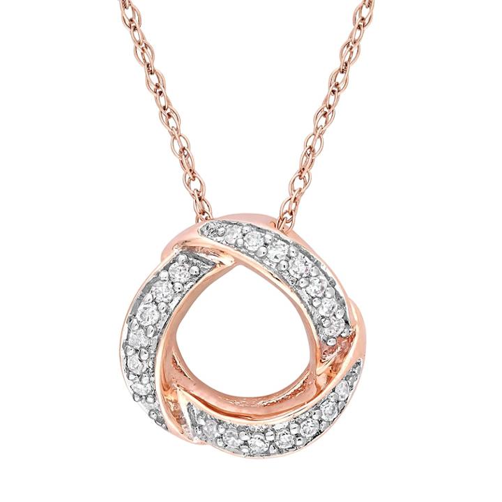 Stella Grace 10k Rose Gold 1/10 Carat T.w. Diamond Circle Pendant Necklace, Women's, Size: 17, White