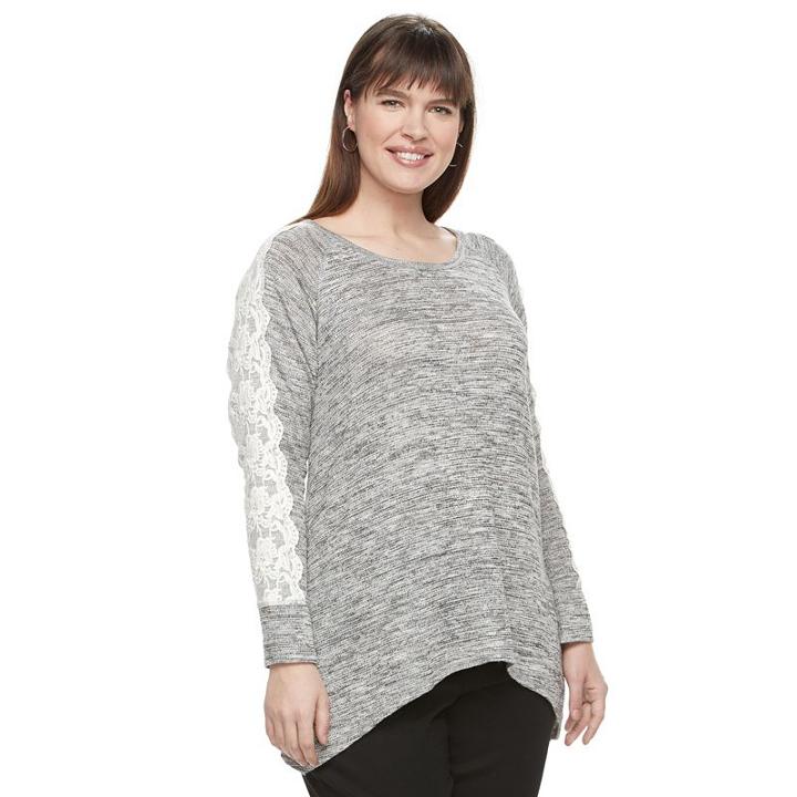 Plus Size World Unity Handkerchief Scoopneck Sweater, Women's, Size: 2xl, Silver
