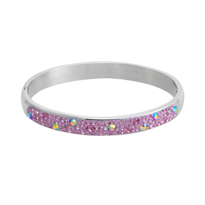 Stainless Steel Crystal Bangle Bracelet, Women's, Grey