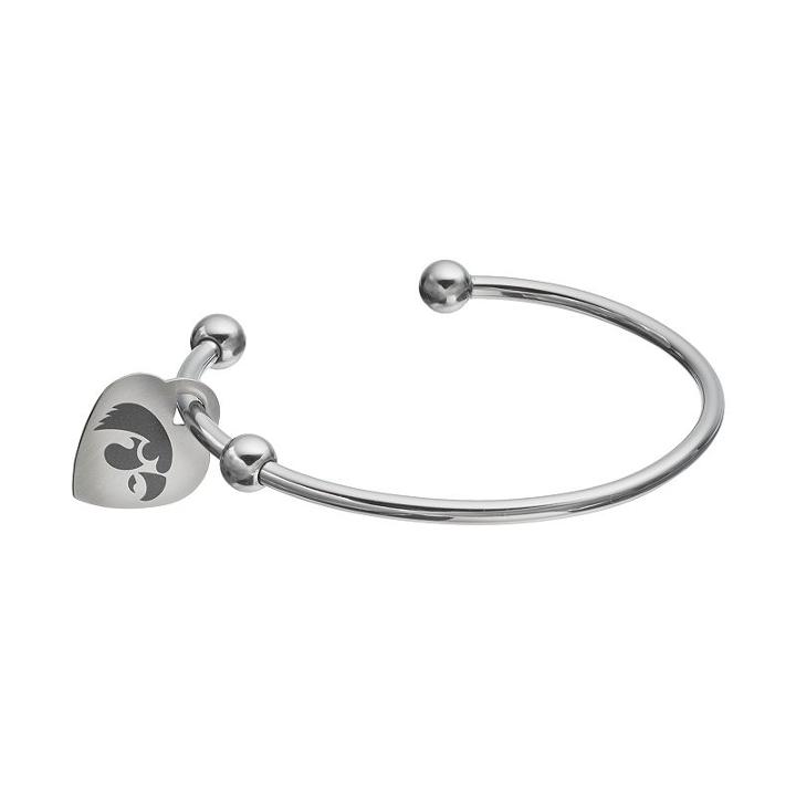 Fiora Stainless Steel Iowa Hawkeyes Charm Cuff Bracelet, Women's, Size: 7.5, Grey