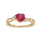 10k Gold Lab-created Ruby & Diamond Accent Swirl Heart Ring, Women's, Size: 8, Red
