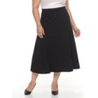 Plus Size Dana Buchman Seamed Midi Skirt, Women's, Size: 2xl, Black