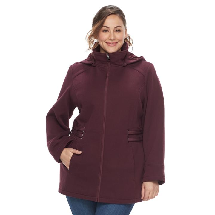 Plus Size D.e.t.a.i.l.s Hooded Side Tab Jacket, Women's, Size: 1xl, Dark Red