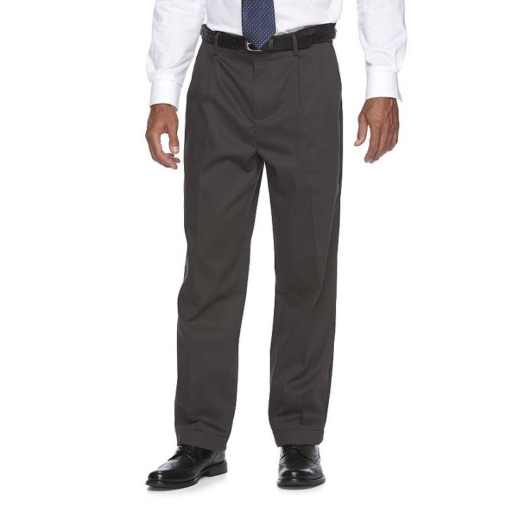 Big & Tall Croft & Barrow&reg; Classic-fit No-iron Performance Khaki Pleated Dress Pants, Men's, Size: 50x29, Grey