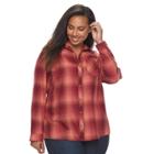 Plus Size Sonoma Goods For Life&trade; Essential Plaid Flannel Shirt, Women's, Size: 2xl, Dark Red