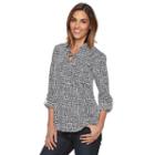 Women's Croft & Barrow&reg; Lace-up Blouse, Size: Medium, White