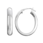Sterling Silver Oval Tube Hoop Earrings, Women's, Grey
