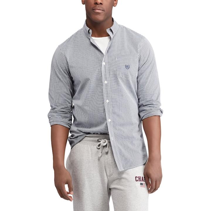 Men's Chaps Slim-fit Stretch Easy-care Button-down Shirt, Size: Xxl, Blue (navy)