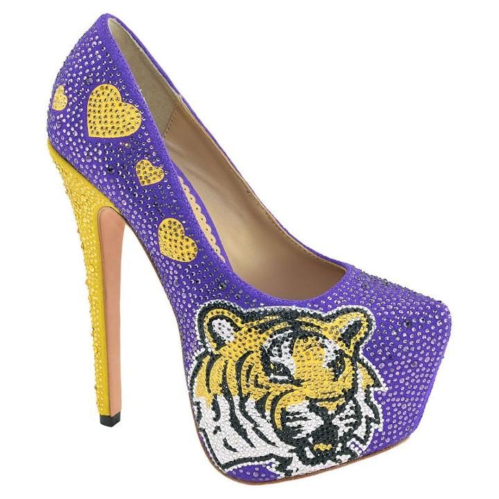 Women's Herstar Lsu Tigers Rhinestone Pump High Heels, Size: 7, Multicolor