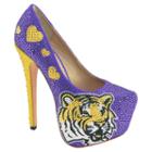 Women's Herstar Lsu Tigers Rhinestone Pump High Heels, Size: 7, Multicolor