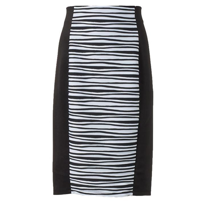 Women's Double Click Wavy Scuba Pencil Skirt, Size: Xl, White