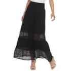 Women's Studio 253 Tiered Lace Inset Maxi Skirt, Size: Xl, Black