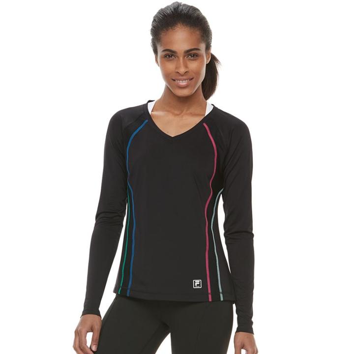 Women's Fila Sport&reg; Basic V-neck Long Sleeve Tee, Size: Small, Oxford