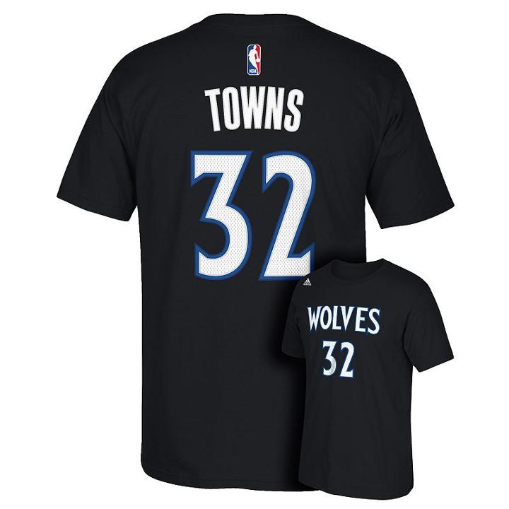 Men's Adidas Minnesota Timberwolves Karl-anthony Towns Player Tee, Size: Medium, Black