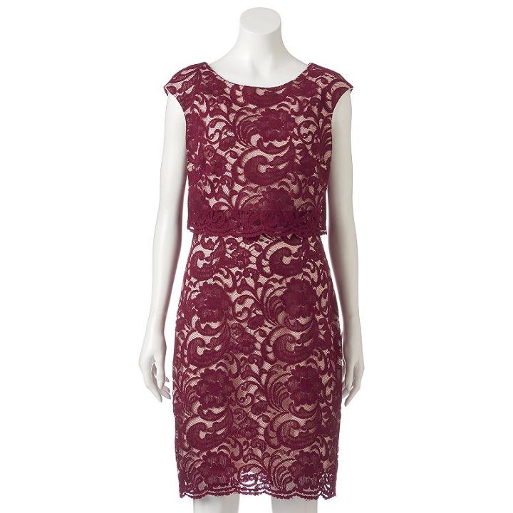 Women's Jax Lace Popover Sheath Dress, Size: 10, Dark Red