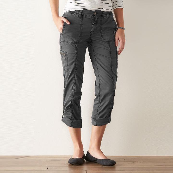 Petite Sonoma Goods For Life&trade; Cargo Convertible Pants, Women's, Size: 16 Petite, Grey (charcoal)