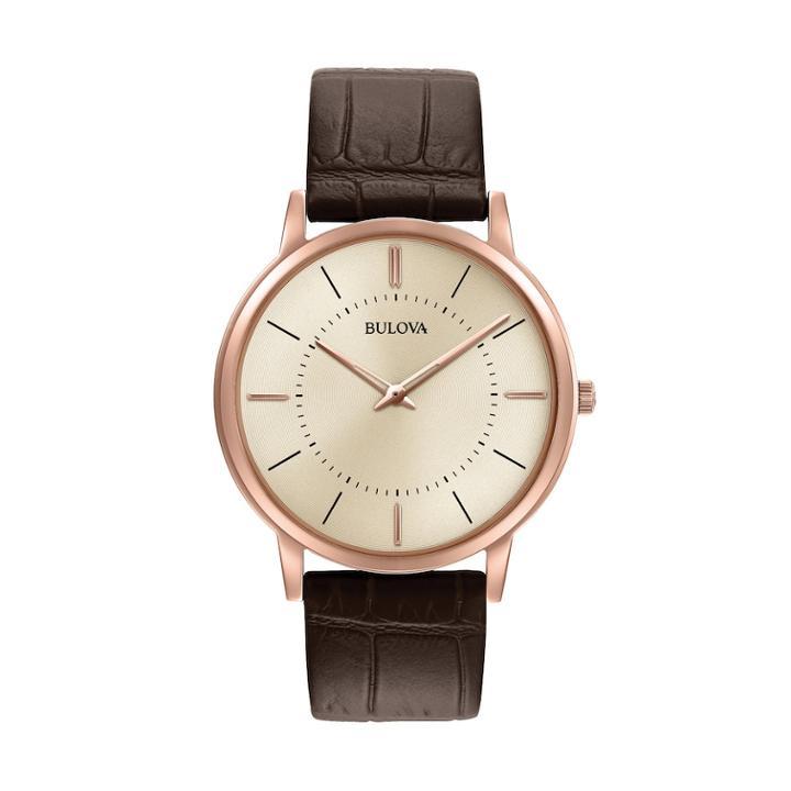 Bulova Men's Classic Ultra Slim Leather Watch - 97a126, Size: Medium, Brown