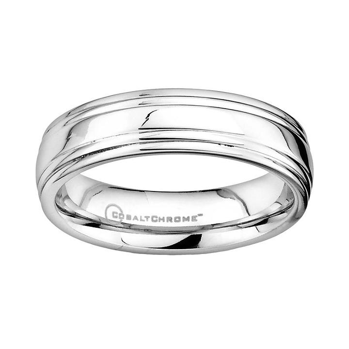Cobalt Chrome Wedding Band - Men, Size: 6, Grey