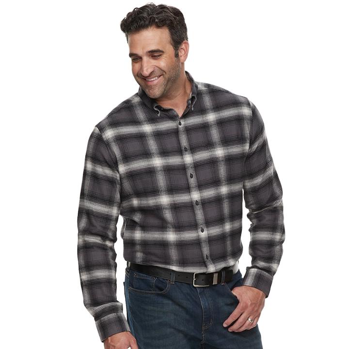 Big & Tall Croft & Barrow&reg; Regular-fit Flannel Woven Button-down Shirt, Men's, Size: 4xl Tall, Dark Grey