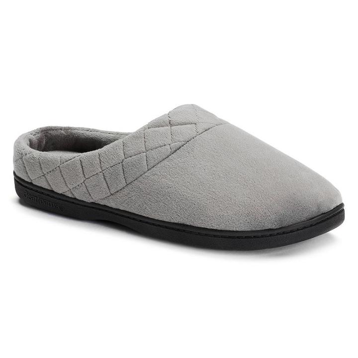 Dearfoams Women's Quilted Velour Clog Slippers, Size: Large, Med Grey