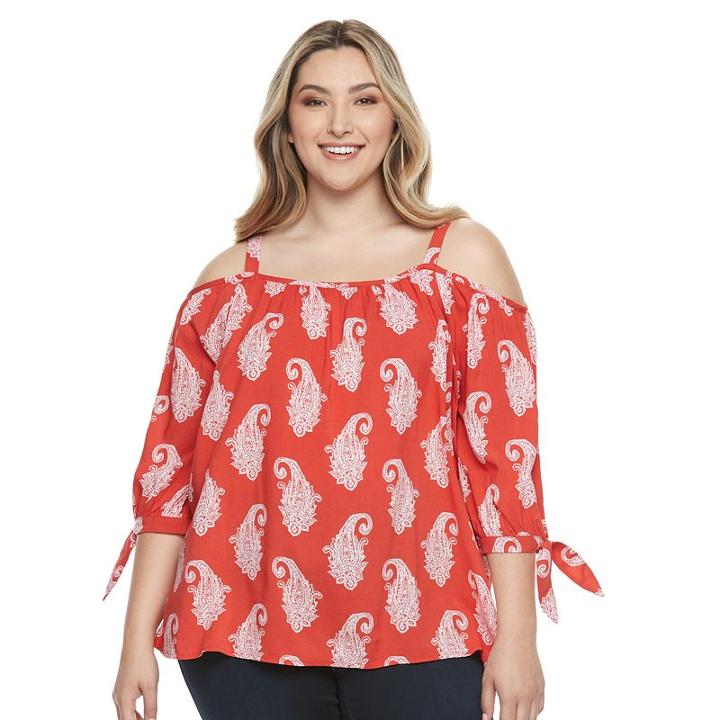 Plus Size Design 365 Lace Ruched Top, Women's, Size: 3xl, Red Other