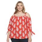 Plus Size Design 365 Lace Ruched Top, Women's, Size: 3xl, Red Other